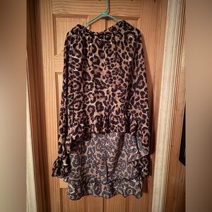 SHEIN Leopard Print Ruffle Blouse
